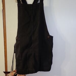 Black Denim Overall Dress